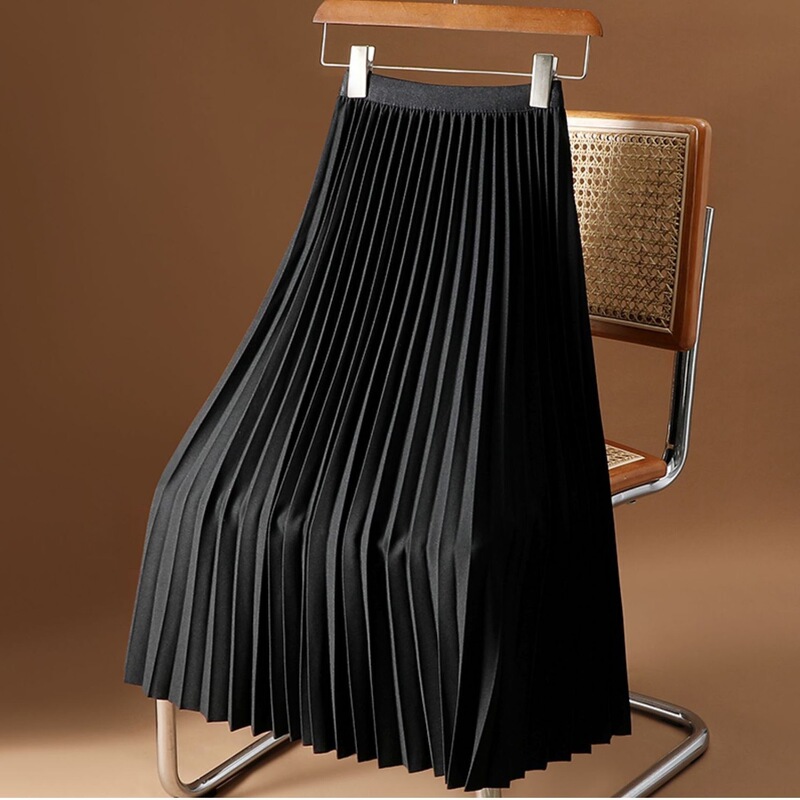 Summer New Pleated Skirt Women's Fashion Large Size Slim Design Niche Elegant High Waist Mid-Length Skirt Summer New Pleated Skirt Women's Fashion Large Size Slim Design Niche Elegant High Waist Mid-Length Skirt