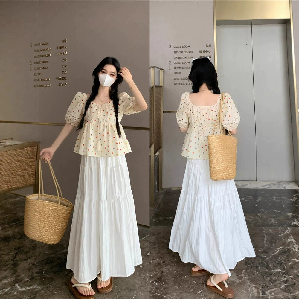 White skirt, summer set, plus size, loose fit