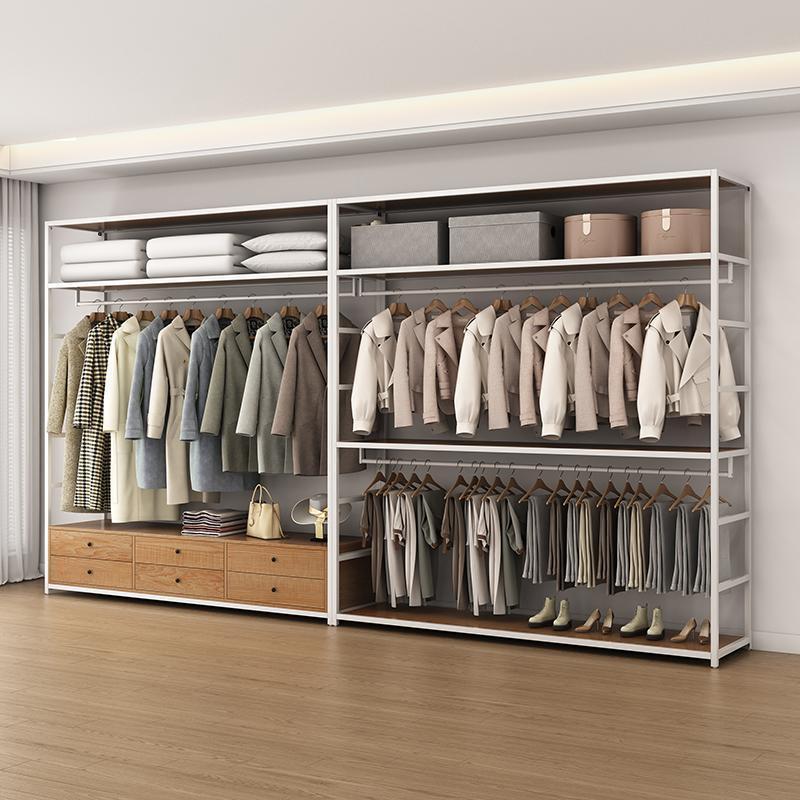 Metal Wardrobe Assembly Open Wardrobe Wrought Iron Frame Simple Wardrobe Bedroom Clothes Rack Floor-Standing Vertical Coat Rack