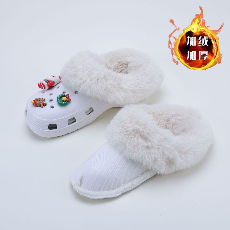 Croc Shoes Plush Cotton Cover Winter Fleece-Lined Liner Warm Removable and Washable Couple Socks Lining Thickeneded Plush Cotton Cover