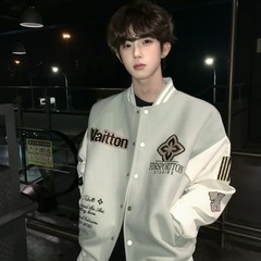 2025春秋季新款美式复古字母印花棒球服外套宽松休闲百搭夹克上衣
