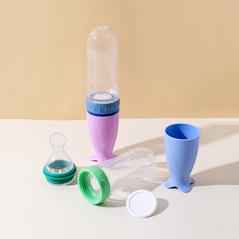 Botella de pasta de arroz de silicona para bebés Botella de suplemento alimenticio para bebés Botella de alimentación de cabeza blanda para bebés Cuchara de cereal de arroz Botella de leche