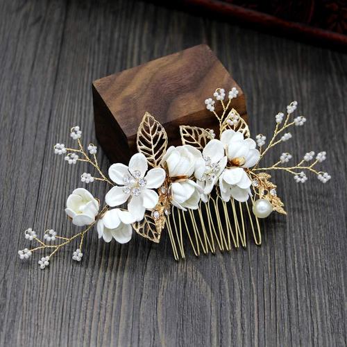 Korean-style bride headpiece, new forest system blue flower hairpin, hair comb wedding veil hair accessory, hair comb hair pin