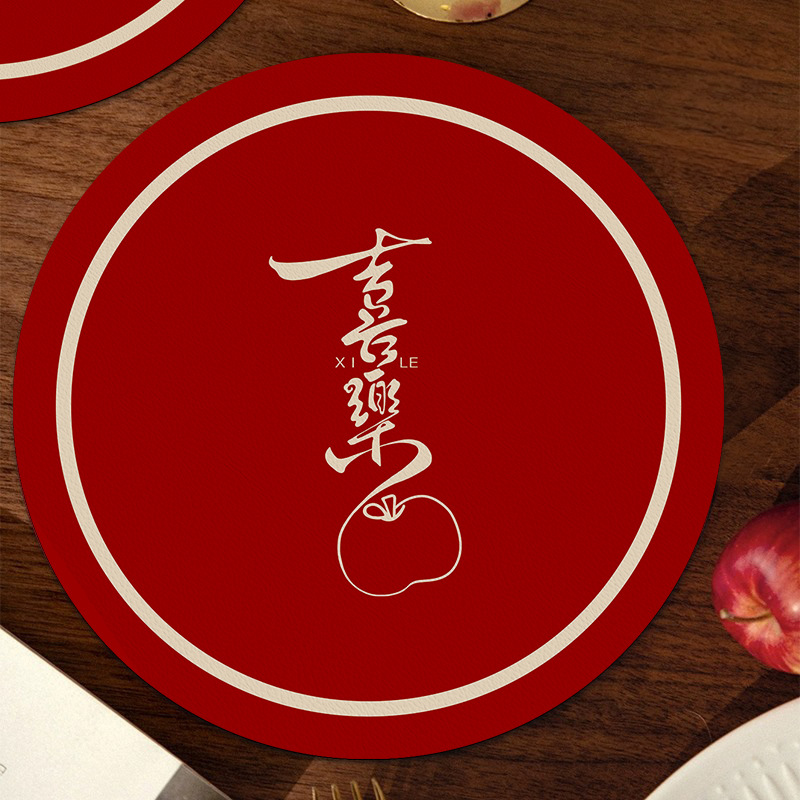 Posavasos festivos, boda roja, absorción de agua, aislamiento térmico, mantel chino de marea nacional, sentido avanzado, taza de té redonda, posavasos de café image 14