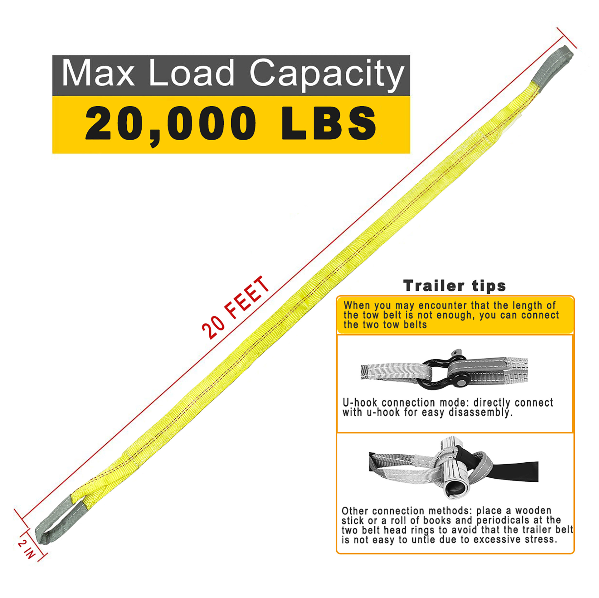 High Quality Double Layer Thickened Trailer Rope Traction Belt Car Towing Handbag