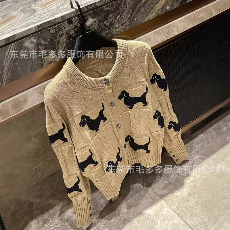 【高品】新型TB高級流行衝突色子犬学院風麻花ニット大赤色セーターカーディガン女