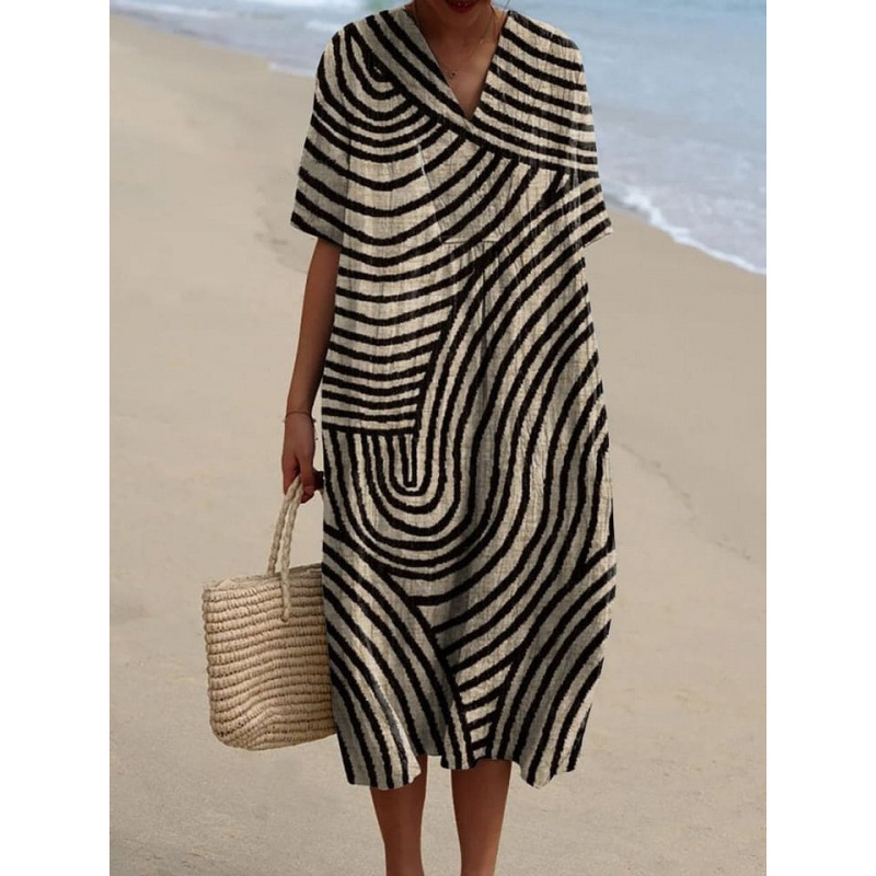 2025 Cross-Border Independent Site Shirt Dress Amazon Women's Casual Marine Life 3D Printed Long-Sleeve Dress for Women