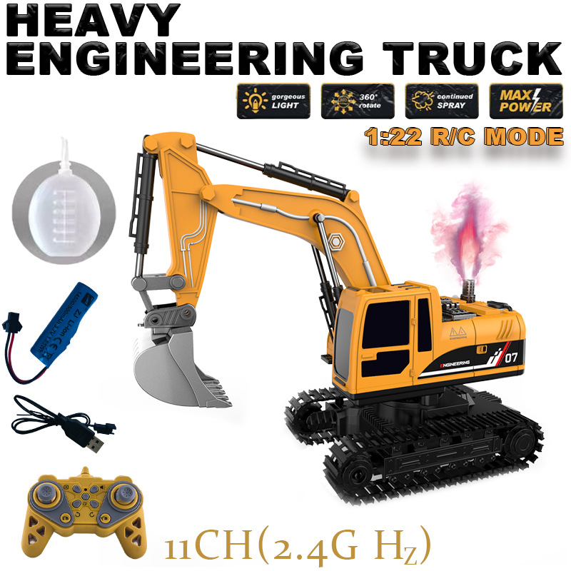 【1:22】Eleven remote control excavator engineering machine【light and sound spray】