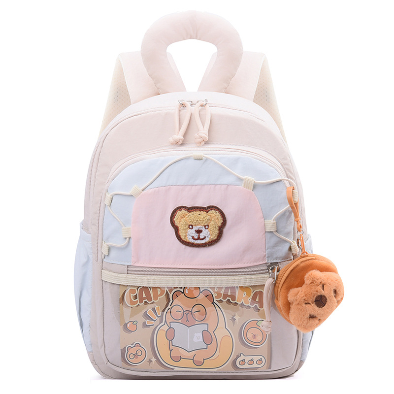 Mochila infantil Capibara, caricatura encantadora mochila preescolar para niñas, mochila para niños de clase media y grande.