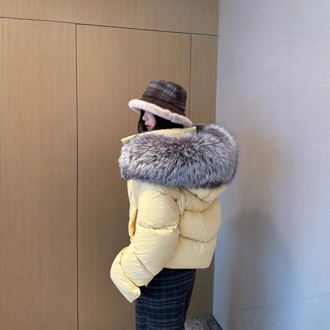 2024 여성의 새로운 하이 엔드 쇼트 후드 다운 재킷 여성의 두꺼운 겨울 다운 재킷 루즈