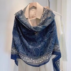 日本系レトロなマフラー女性秋冬原デザイン柔らかい多色民族風ガーゼ保温プリント優雅なストール