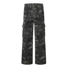 Longitudinal Clothing Club American Camouflage Workwear Jeans Men's High Street Fashion Brand Loose Straight Casual Multi-Pocket Trousers