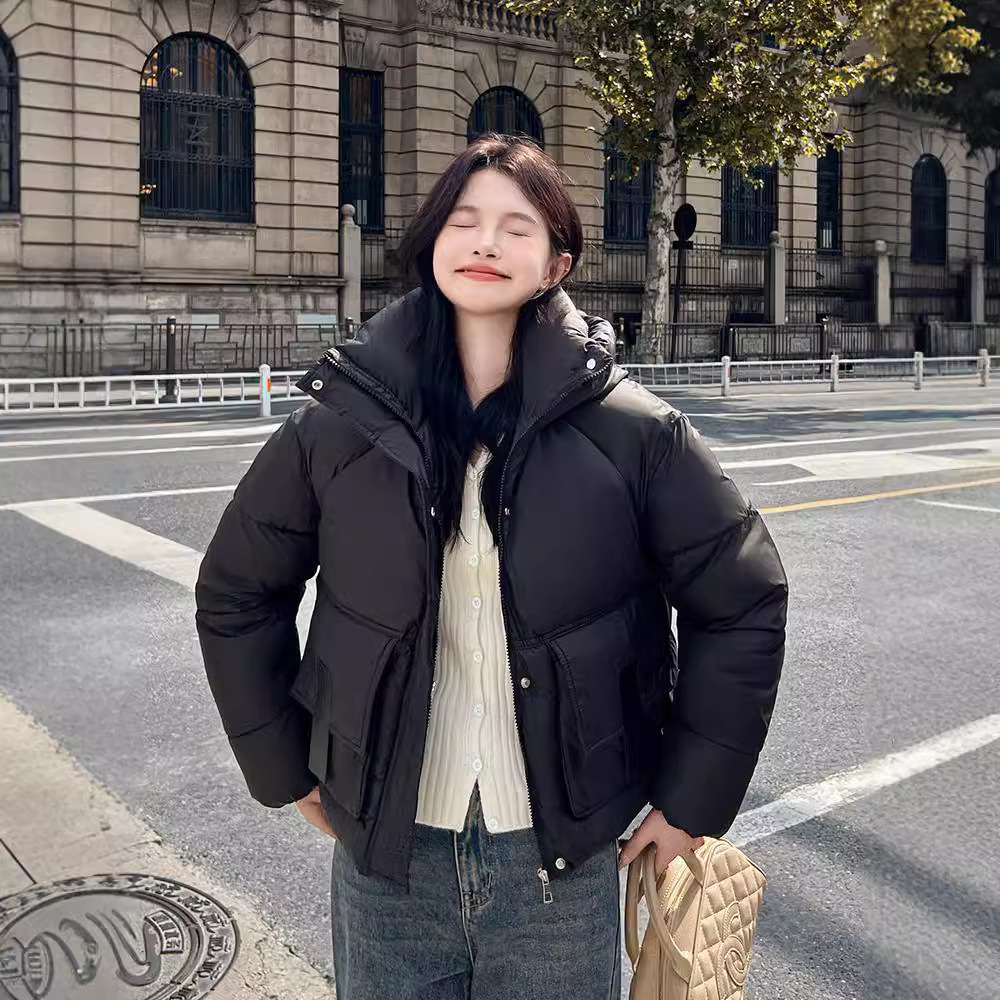 Chaqueta de algodón de pluma de mujer corta ropa de algodón coreana 2024 ropa de invierno nueva chaqueta de algodón suelta pequeña ropa de pan gruesa moda image 5