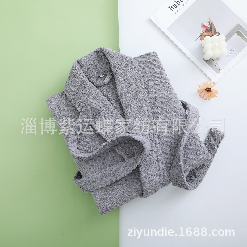 ?호텔 목욕 가운 코튼 타월 가을과 겨울 두꺼운 긴 자카드 범프 남자와 여자 커플을위한 양각 목욕 가운