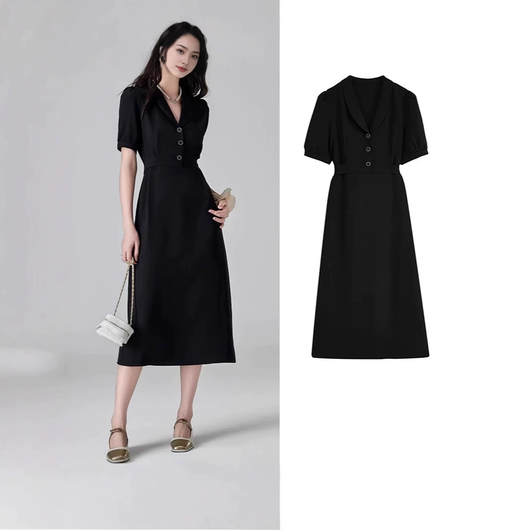 [Спот] платье большого размера с воротником, жирное мм, французская юбка из колокольчика тонкая и покрытая живот, летняя девушка 22308