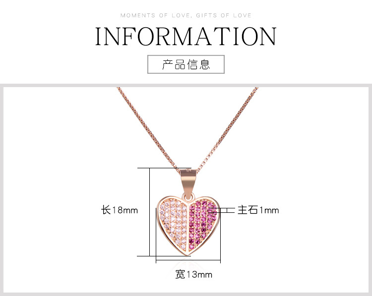 Simple Style Accessories Pendant Korean Version S925 Silver Zircon Heart-shaped Pendant display picture 2