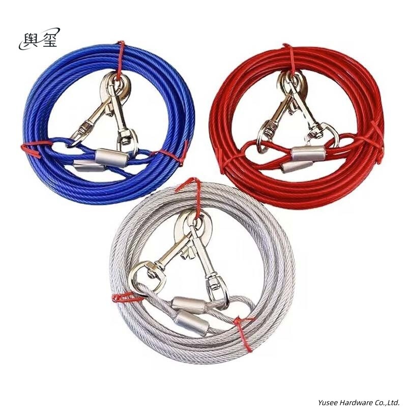Amazon's best-selling double-ended steel wire dog leash, two-in-one steel wire dog tie-out rope, wholesale Amazon's best-selling double-ended steel wire dog leash, two-in-one steel wire dog tie-out rope, wholesale