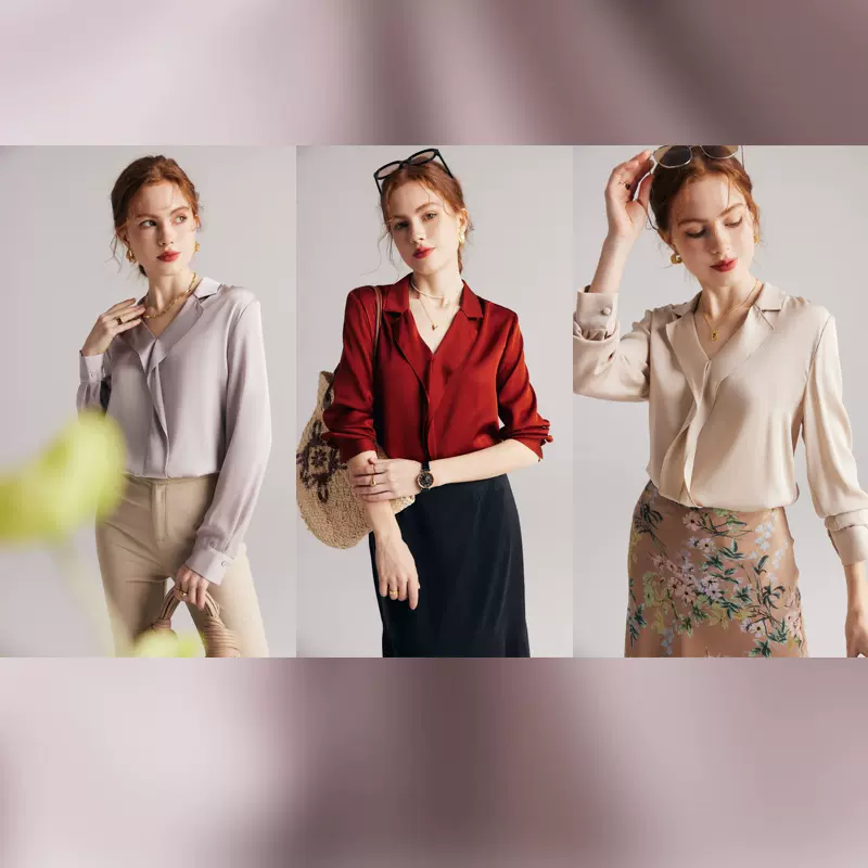 重磅真丝衬衫女2025春夏长袖19姆米纯色通勤法式桑蚕丝长袖衬衣