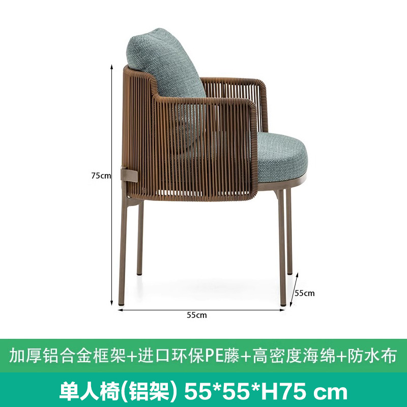 Combinación de sofá de ocio nórdico Patio al aire libre Villa Impermeable Sunscreen Garden Sunshine Room Muebles de ratán al aire libre