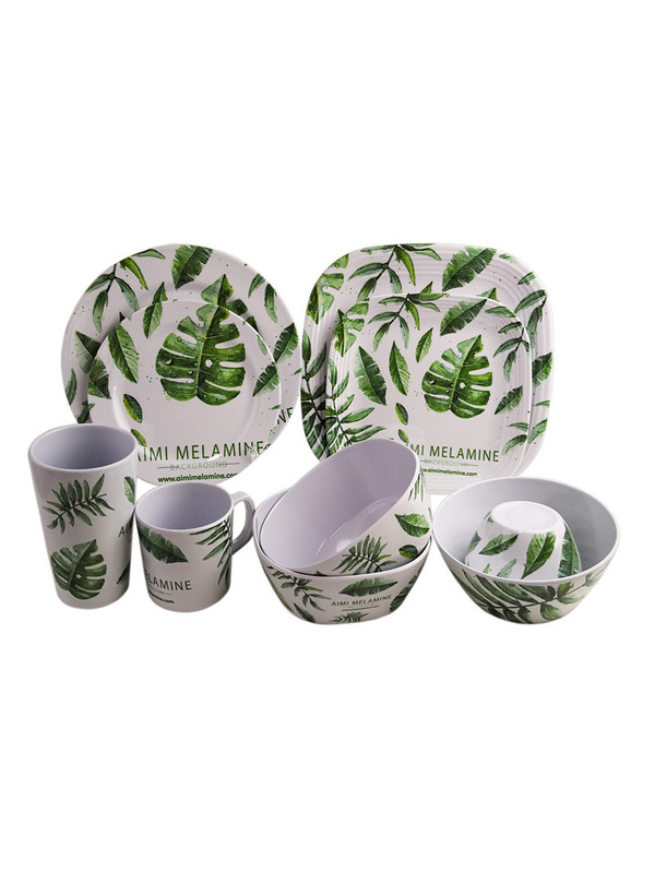 European and American hot-selling melamine porcelain-like tableware set heat-resistant drop-resistant sustainable tableware set
