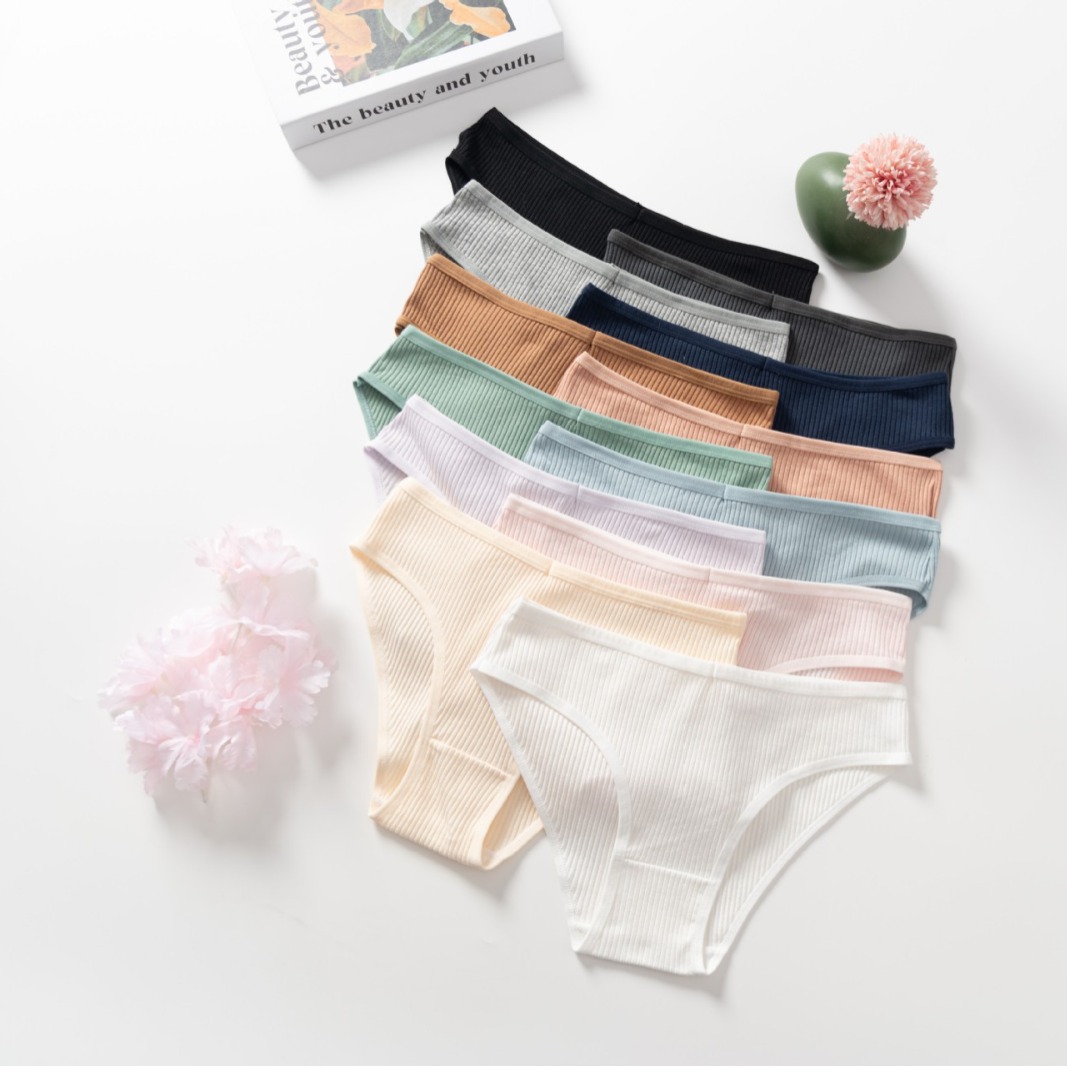 Ropa interior de algodón de las mujeres europeas y americanas transfronterizas cintura baja levantamiento de cadera calzoncillos alta elástica simple ropa interior de niña transpirable comercio exterior