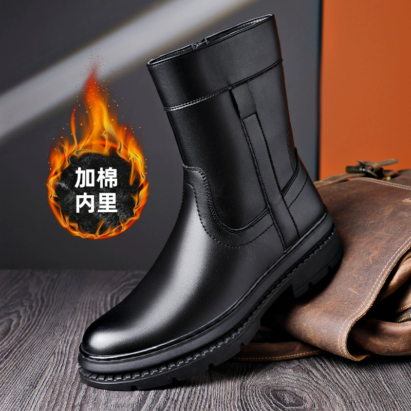 Новые высокие кожаные сапоги мужские из натуральной кожи, зимние теплые ботинки Martin на флисовой подкладке, ботинки челси в британском стиле, мужские