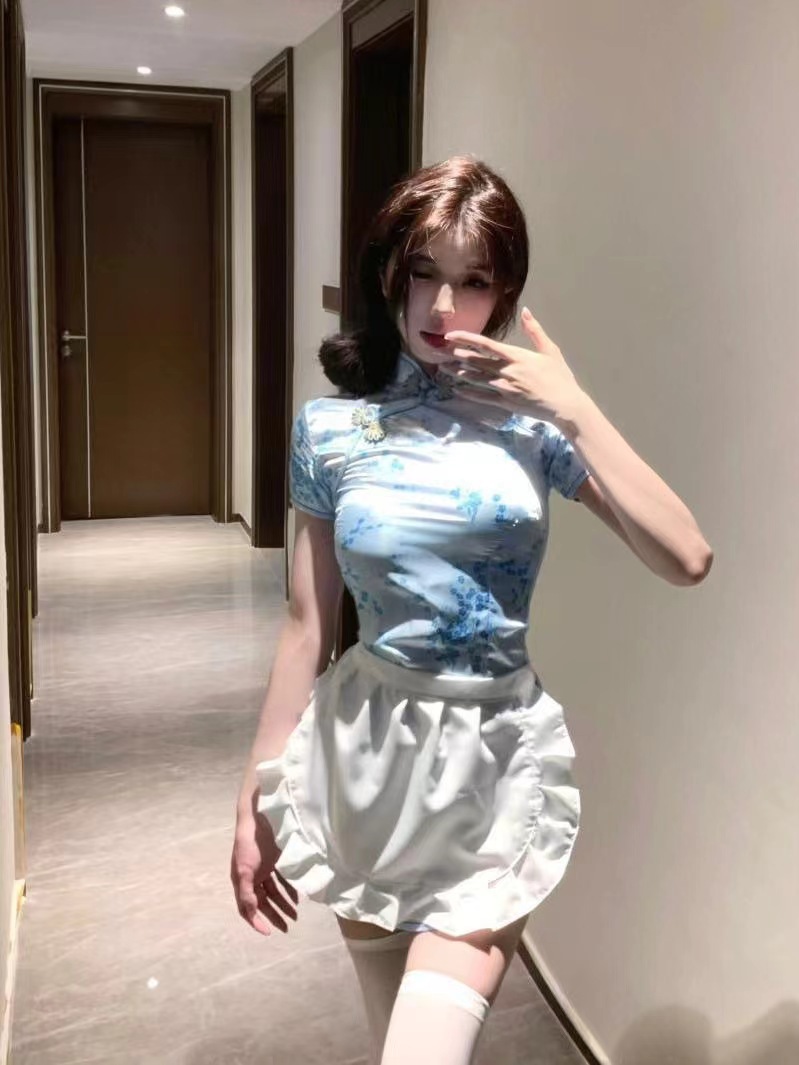 Gran tamaño sexy china cheongsam lencería sexy puro deseo mucama vestido japonés retro falda corta uniforme estilo nacional sexy