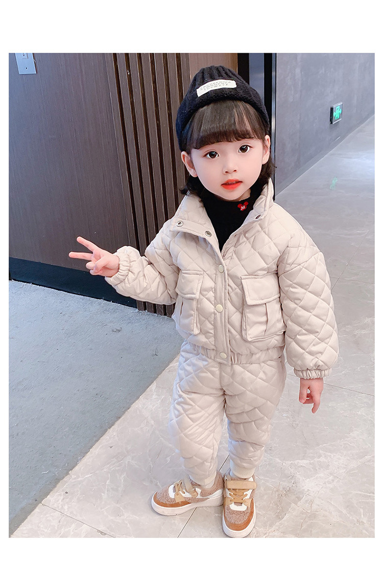 Girls' casual set for primary and secondary school children's winter insulation cotton jacket_voghion.com