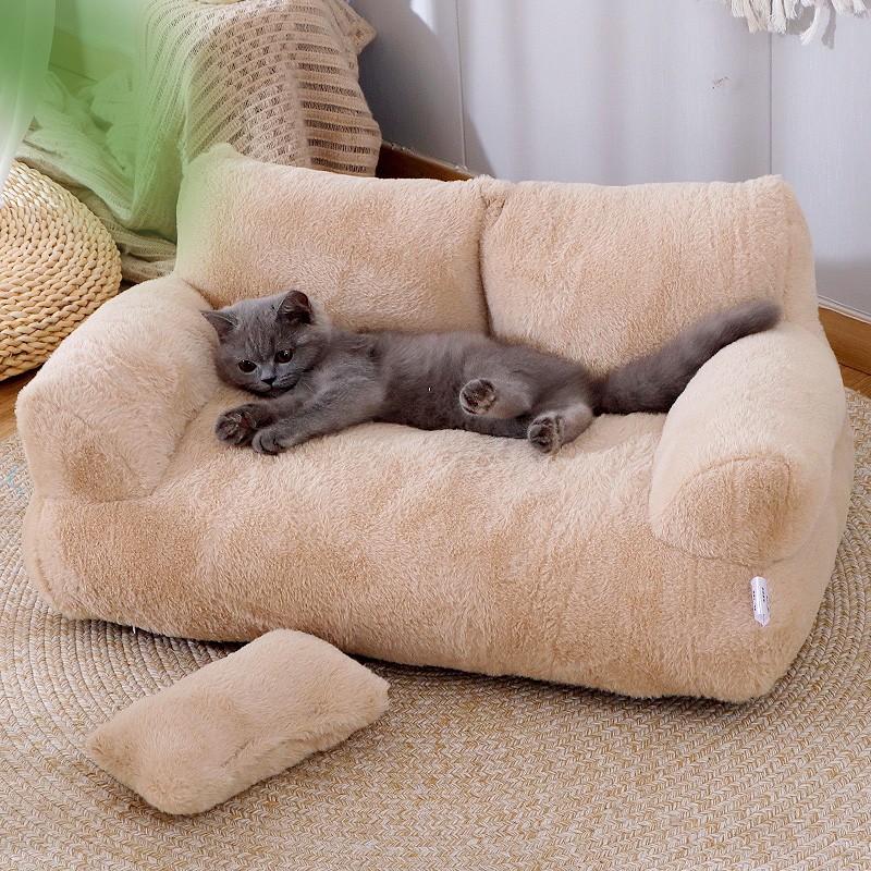 Invierno grueso sofá desmontable Teddy Bear cojín para dormir felino invierno calentamiento felino artículos fríos