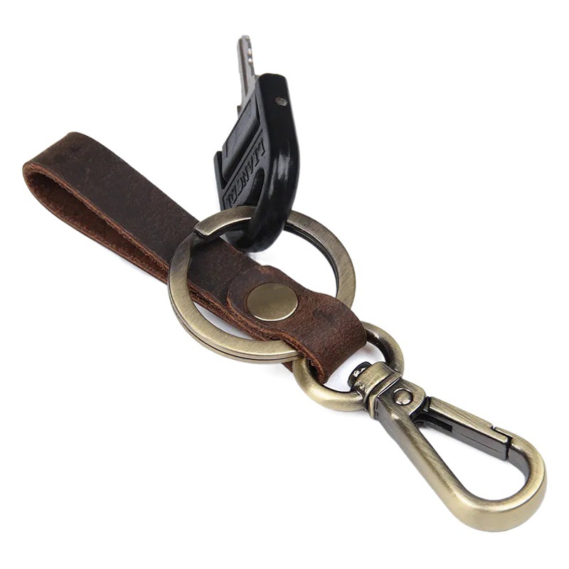 Retro personality key leather keychain manufacturers welfare wholesale handmade multifunctional car storage multi-purpose
