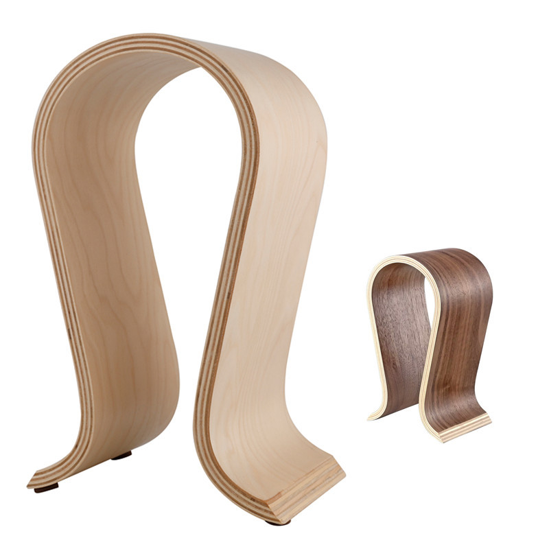 Soporte para auriculares Bluetooth Guangdong auriculares en forma de U soporte de exhibición de suspensión de radio de nogal