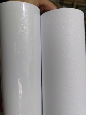 Car Pearl White Color-Changing Film, Pearlescent White Matte Glitter Film, Ceramic White Matte White Car Body and Door Sticker