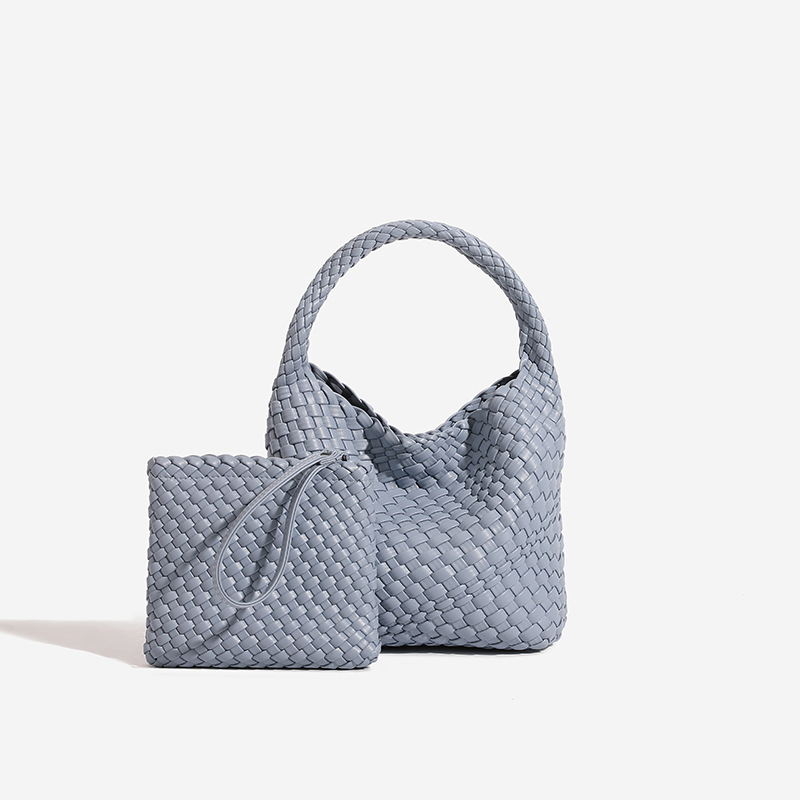 Niche Design Luxury Hand-Woven Handbag & Crossbody Bag, Light Luxury Women's Commuter Set, Casual Bucket Bag - Thumbnail 2