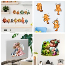 外贸新款可爱的人与动物卡通印花图案贴纸幼儿园儿童房卧室墙贴