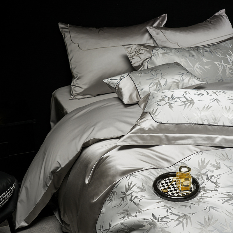 东方竹韵A类120支澳棉四件套高精密被套刺绣拼接枕套柔软亲肤床品