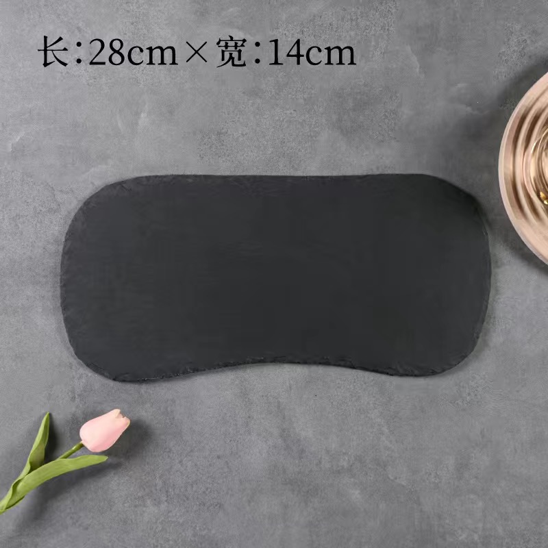 Platos de roca negra platos de pizarra natural platos de pizarra japonés platos de filete postre cojín de sushi