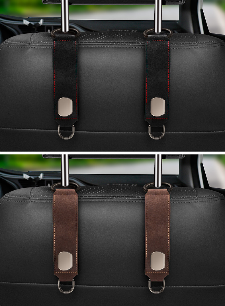 Car-mounted hook for use on the front and rear seat backs, multifunctional hidden small hook, suede leather car hanger