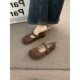 French Milk Camel Round Toe Frosted Ballet Burkan Shoes Women's Outwear Summer Soft-soled Fairy Mary Jane Shoes