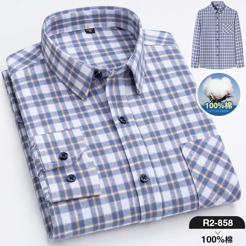 2024 nuevo Algodón puro cepillado camisa de manga larga a cuadros de los hombres de estilo coreano transpirable camisa de moda casual en stock ropa de hombre