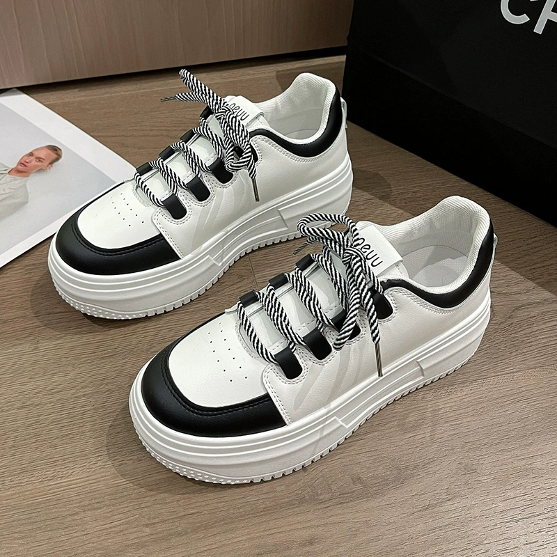 Маленькие белые туфли женские 2023, новые осенние туфли на платформе, Женская обувь в стиле ретро с круглым носком, увеличивающая рост, женская модная обувь с высоким цветом