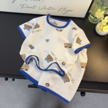 儿童新款短裤家居服短袖套装夏季薄款宝宝睡衣女童空调外一件代发