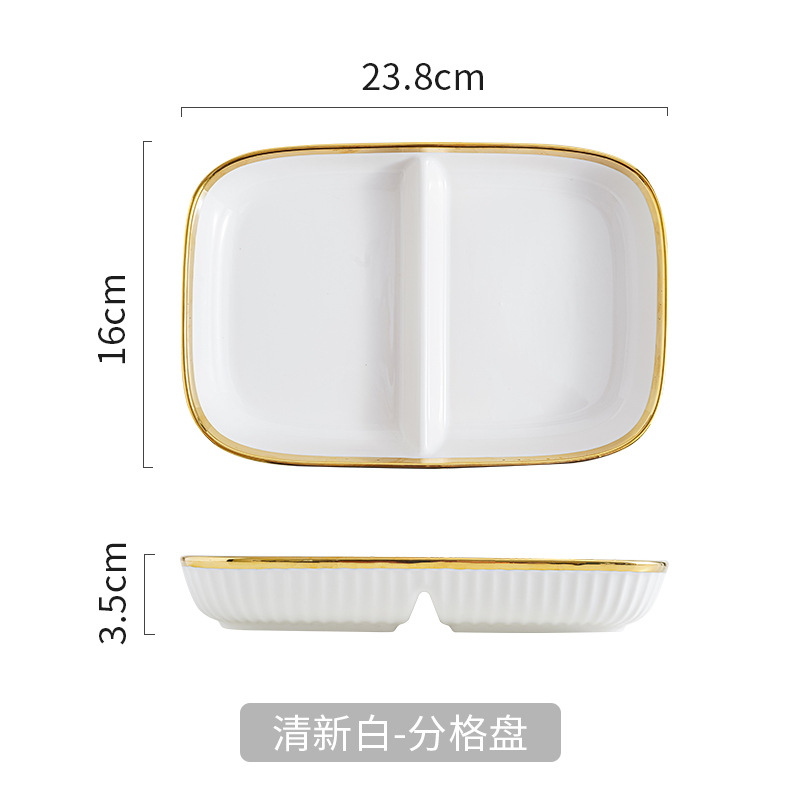 Plato de cena dividido plato de fruta ins estilo separado bandeja de cerámica hogar internet celebridad plato desayuno plato una persona comida vajilla