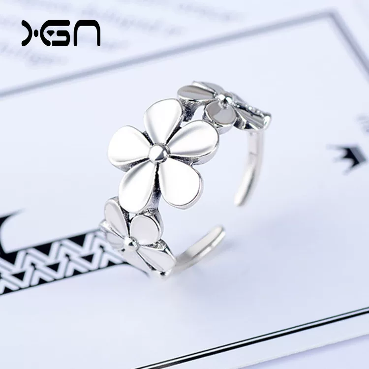 Retro one size creative ring, Korean style, silver 925 sample, flowered