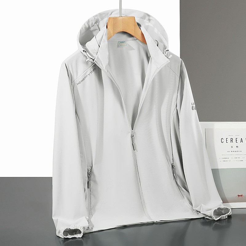 Nueva pareja de verano seda de hielo transpirable, ligero, desmontable, cómodo, ropa de protección solar tejida por urdimbre, color sólido, piel fina de verano