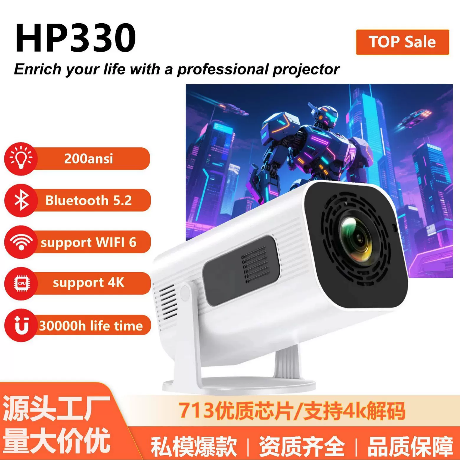 2025新款1080P高清跨境家用迷你便携投影机手机wifi无线投影仪