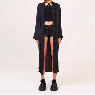 SMFK Chinese Style Belted Robe New Chinese Style Long Design Sense Top Jacket 24 New Women's Summer