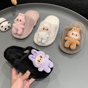 Children's Cotton Slippers Indoor Home Autumn and Winter Wool Slippers Cartoon Children's Cotton Shoes Boys and Girls Children's Baotou Slippers