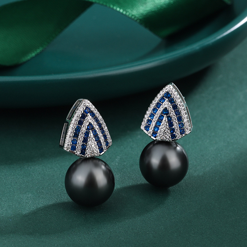 Lady Geometric Copper Gold Plated Rhinestones Pearl Jewelry Set 1 Piece