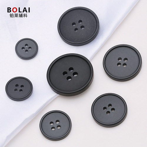 Black round windbreaker coat button suit jacket hand-sewn four-eye button workwear sweater resin button