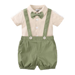 Baby boy summer clothes 2024 new cotton short-sleeved suit overalls two-piece Korean style children's dress wholesale